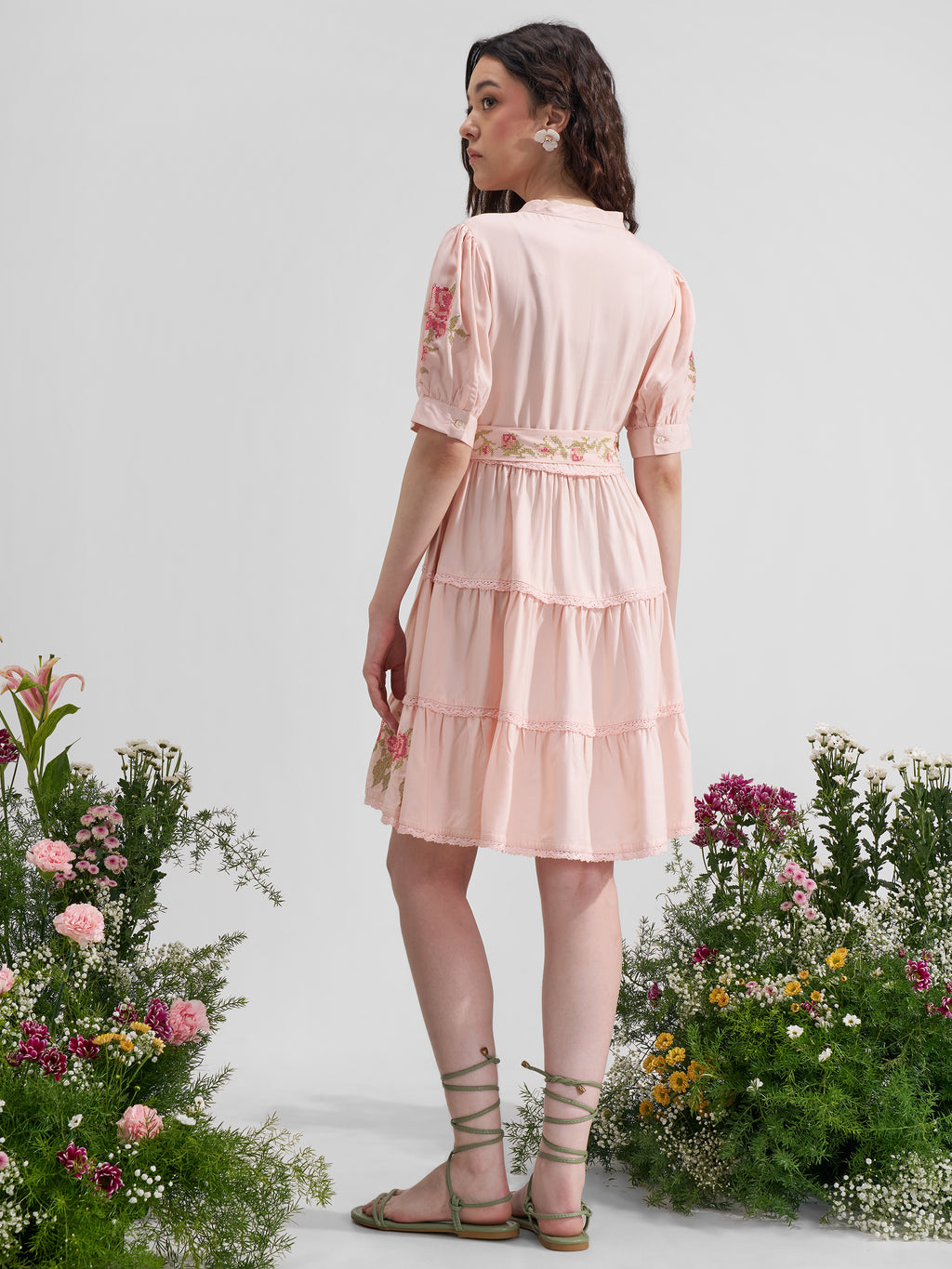 Vara By Vishudh Women Pink Embroidered Maxi Dress