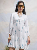 Vara By Vishudh Women White Printed Fit and Flare Dress - White - Image 1