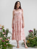 Vara By Vishudh Women Pink Printed Maxi Dress
