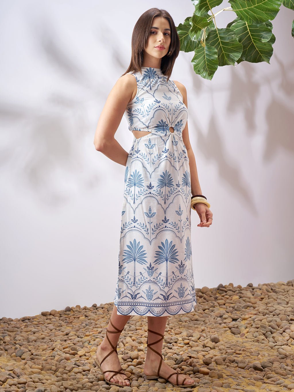 Vara By Vishudh Women Off White Printed A-Line Dress - Off White - Image 4