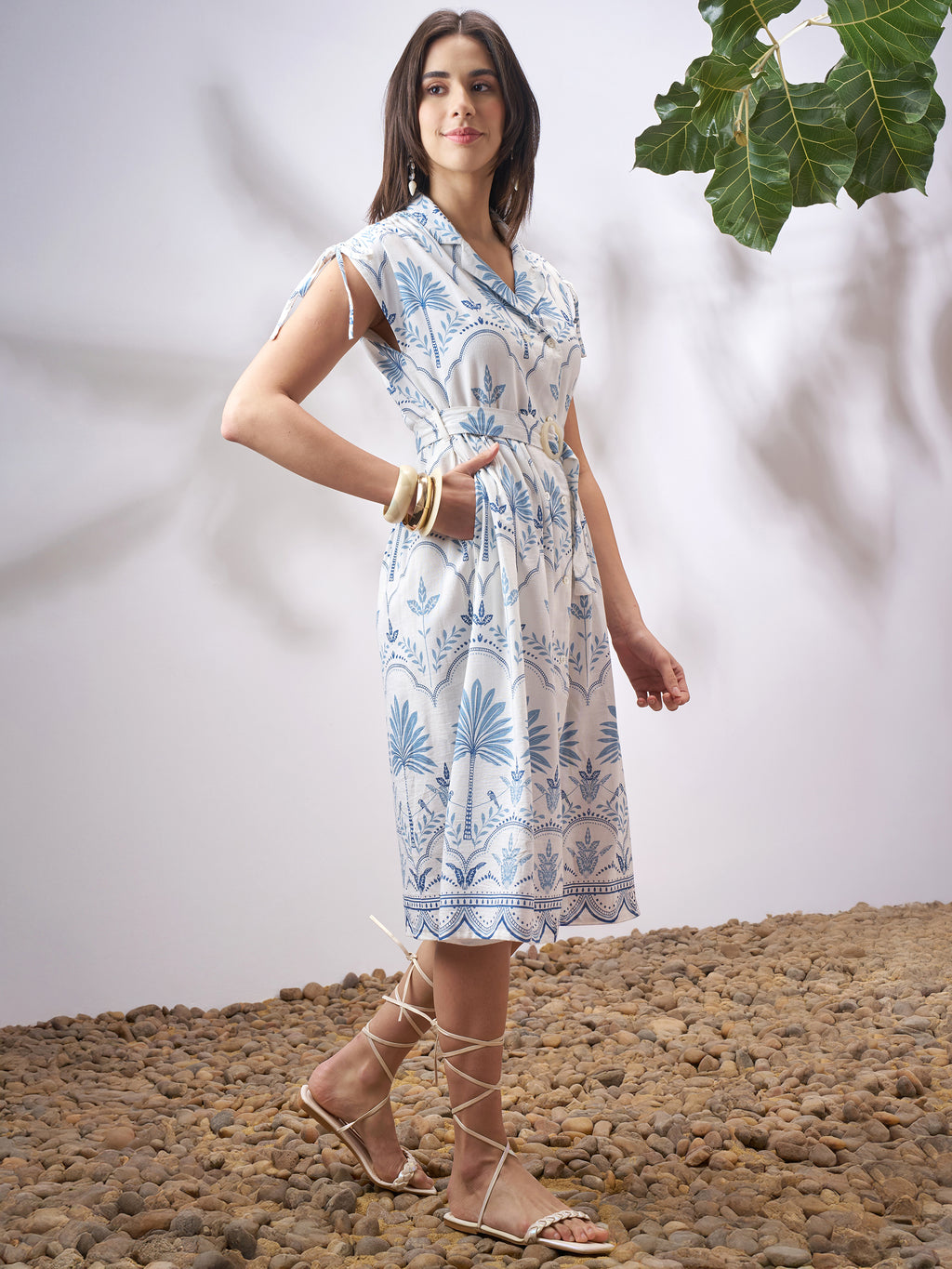 Vara By Vishudh Women Off White Printed A-Line Dress - Off White - Image 4