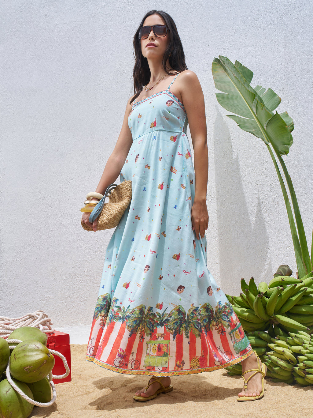 Vara By Vishudh Women Blue Printed Maxi Dress - Blue - Image 2