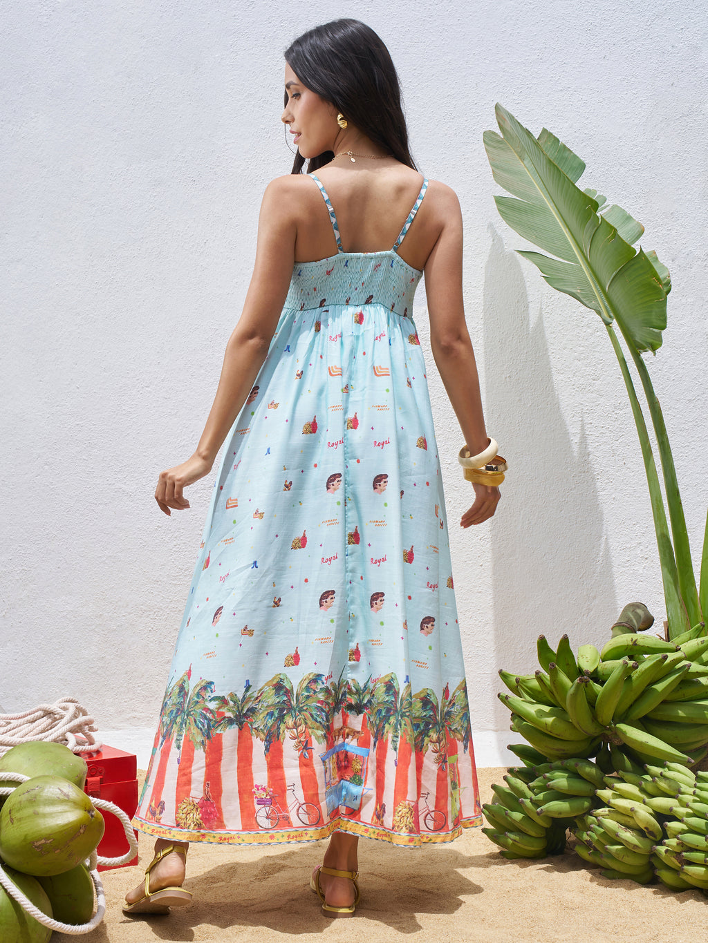 Vara By Vishudh Women Blue Printed Maxi Dress - Blue - Image 3