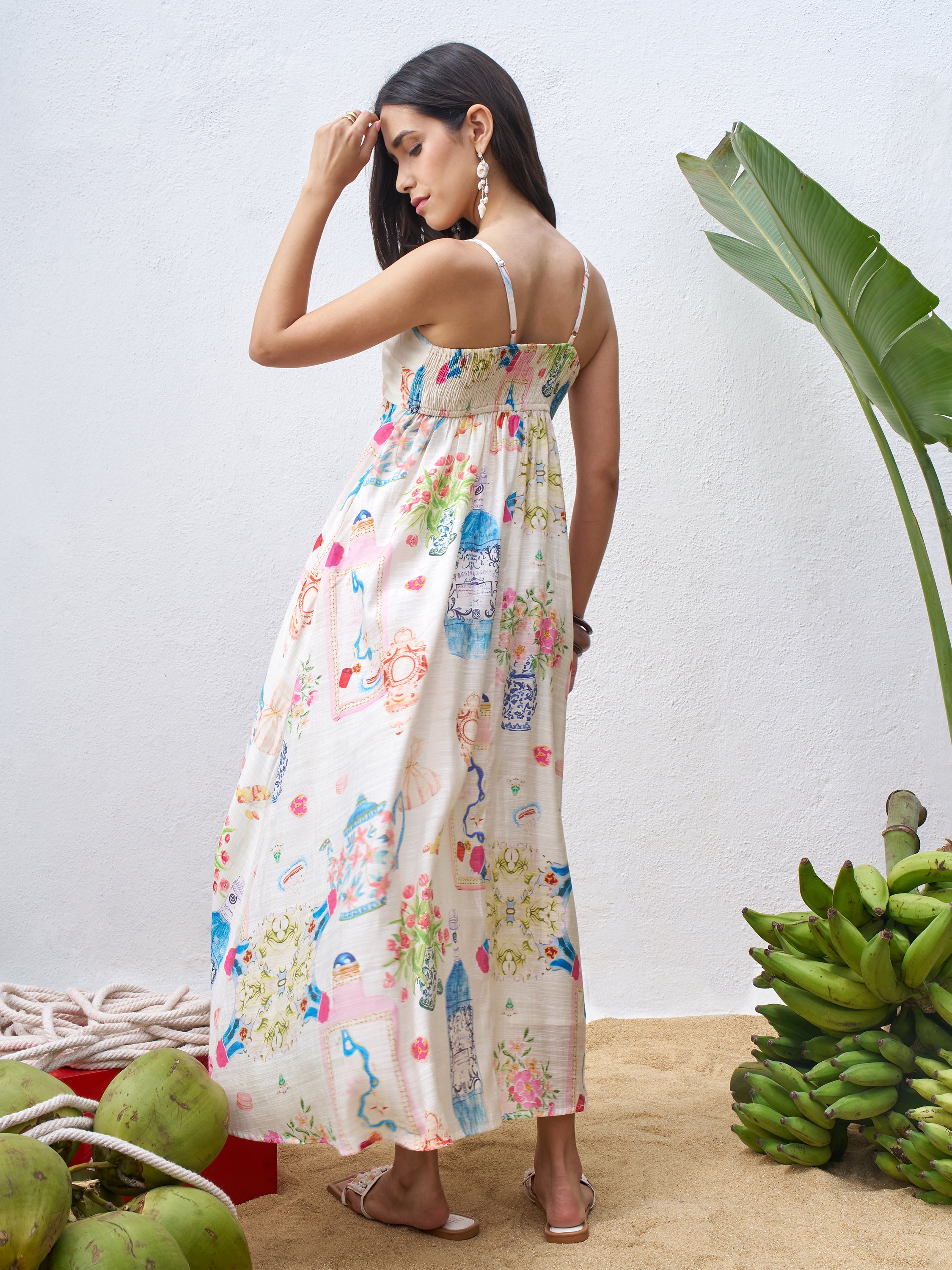Vara By Vishudh Women Off White Printed Maxi Dress - Off White - Image 3