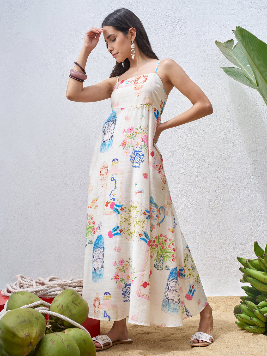 Vara By Vishudh Women Off White Printed Maxi Dress - Off White - Image 4