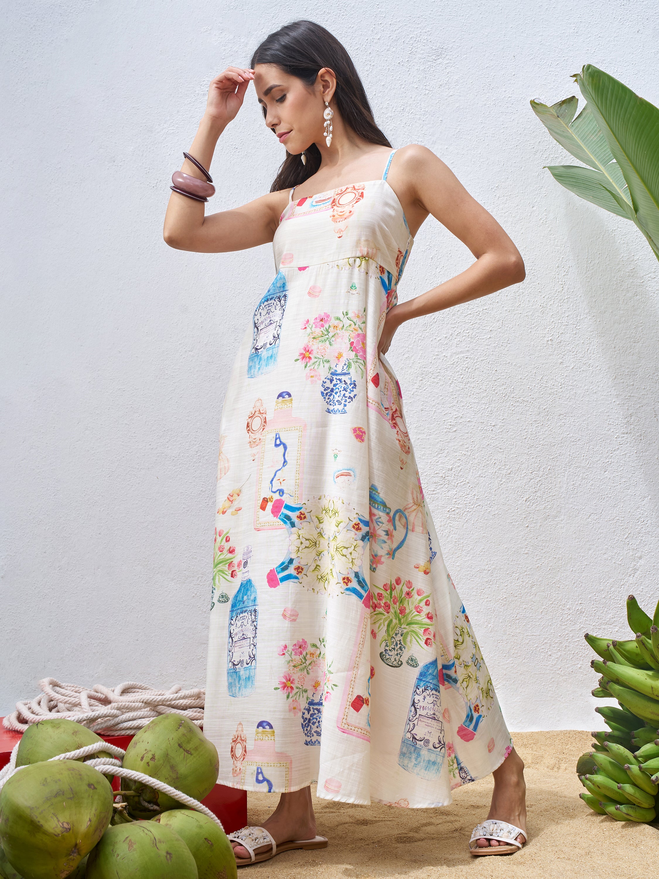 Vara By Vishudh Women Off White Printed Maxi Dress - Off White - Image 4