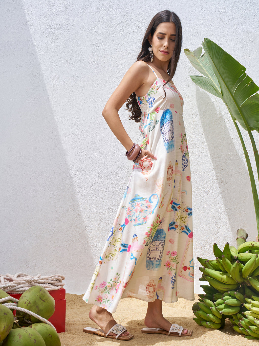 Vara By Vishudh Women Off White Printed Maxi Dress - Off White - Image 6
