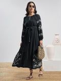 Vara By Vishudh Women Black Embroidered Maxi Dress - Black - Image 1