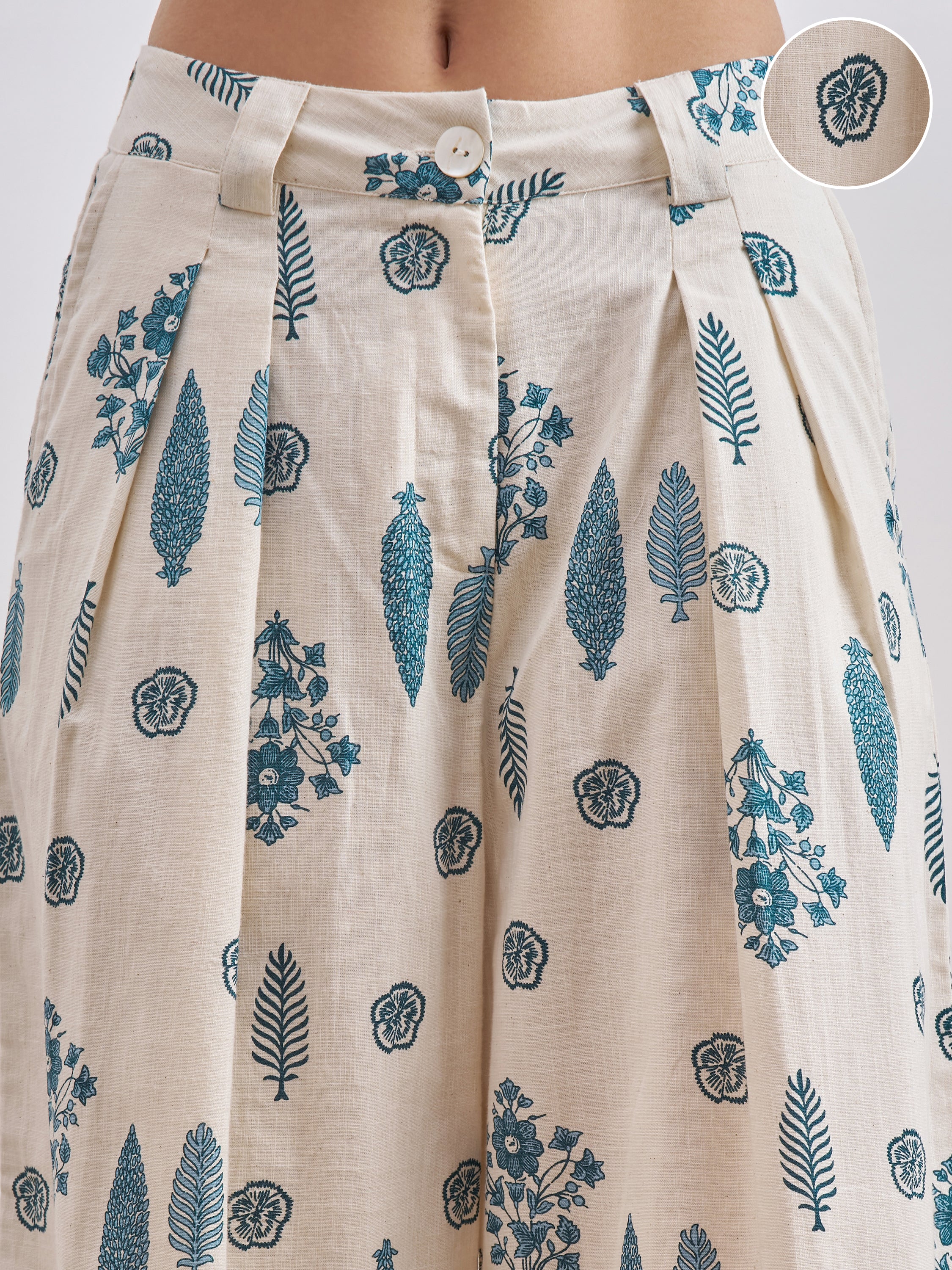 Vara By Vishudh Women Off White Printed Wide Leg Plazzo - Off White - Image 5