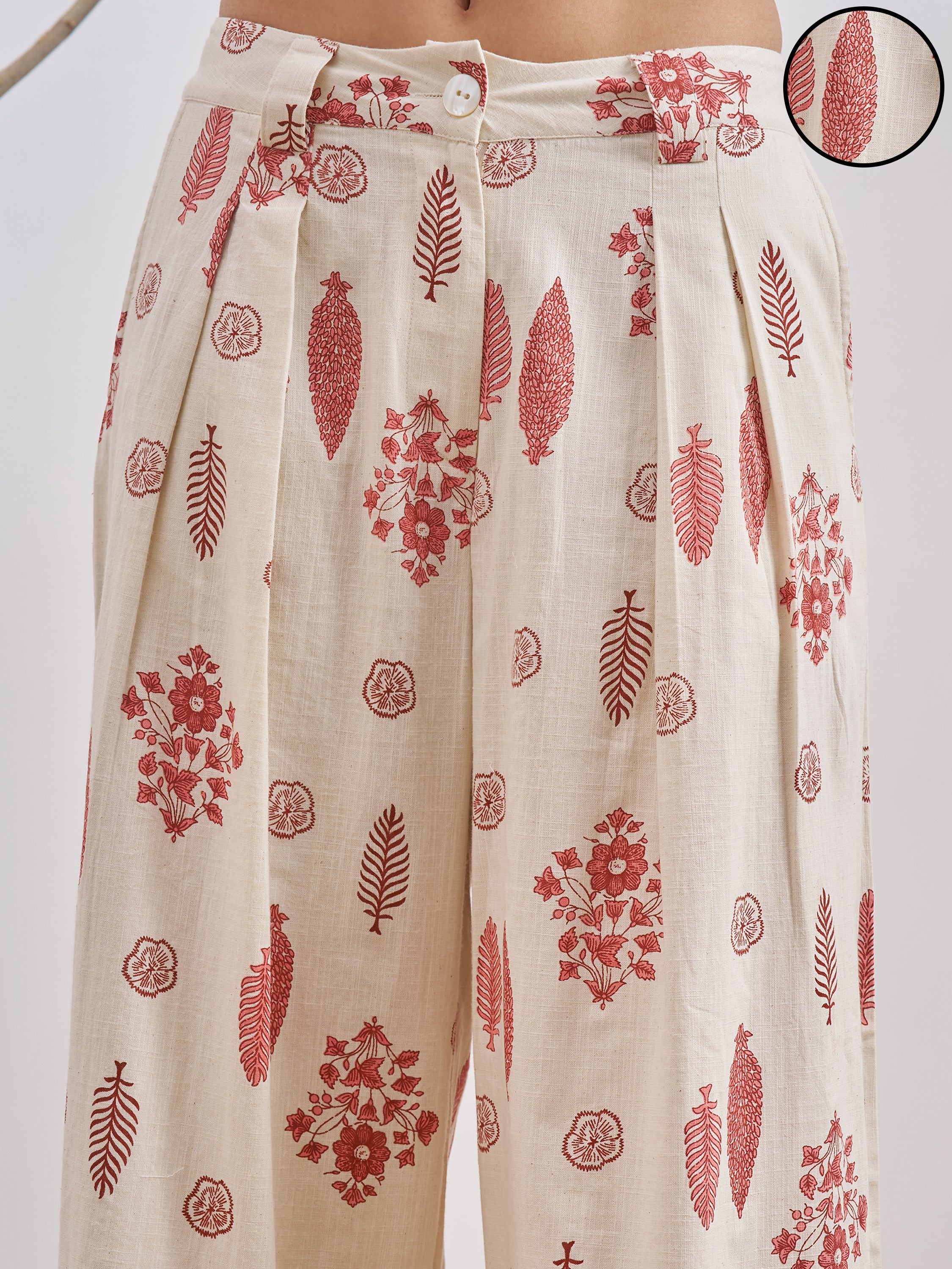 Vara By Vishudh Women Off White Printed Wide Leg Plazzo - Off White - Image 5