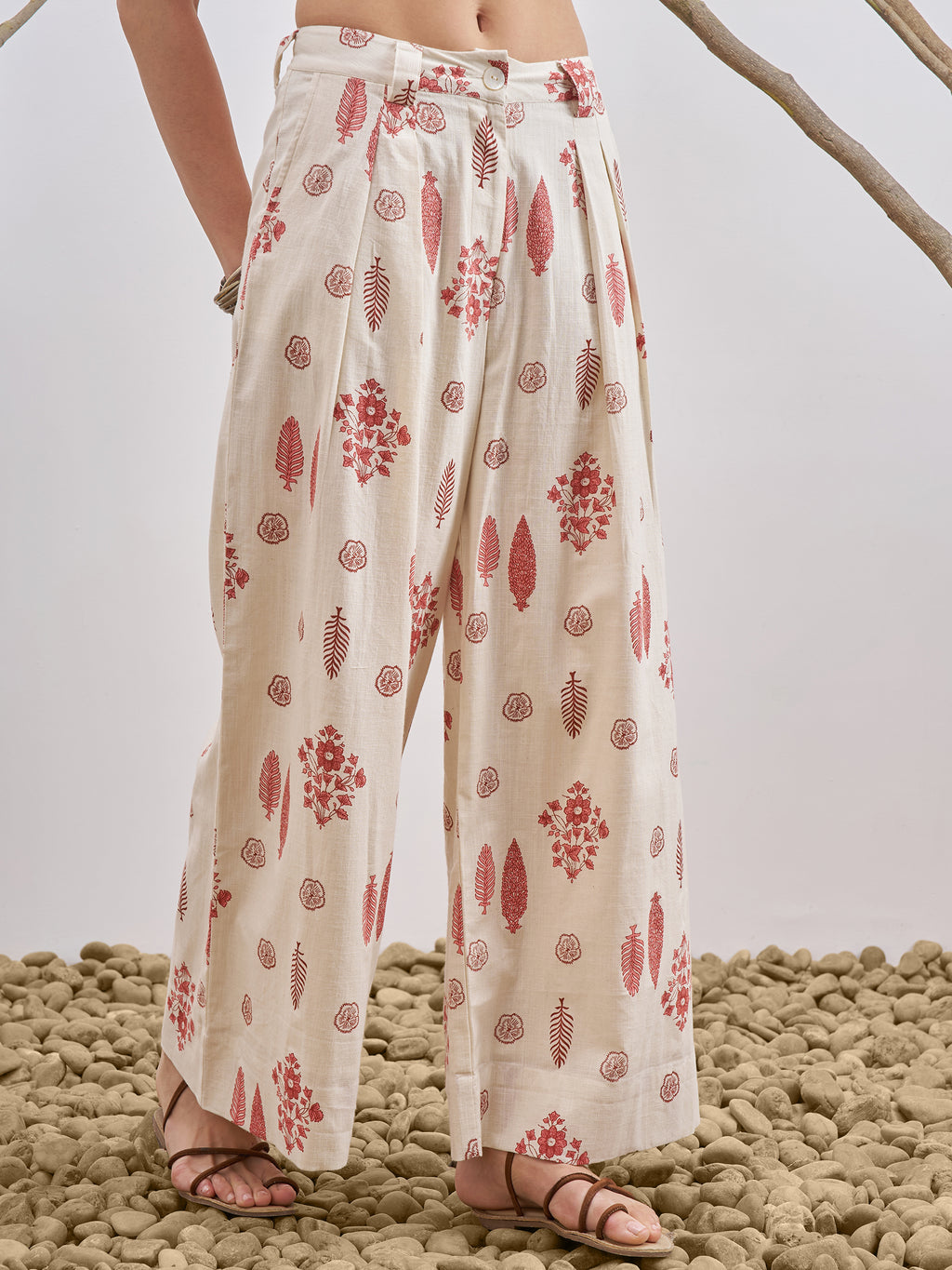 Vara By Vishudh Women Off White Printed Wide Leg Plazzo - Off White - Image 6