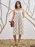 Vara By Vishudh Women Off White Printed Fit and Flare Dress - Off White - Image 1