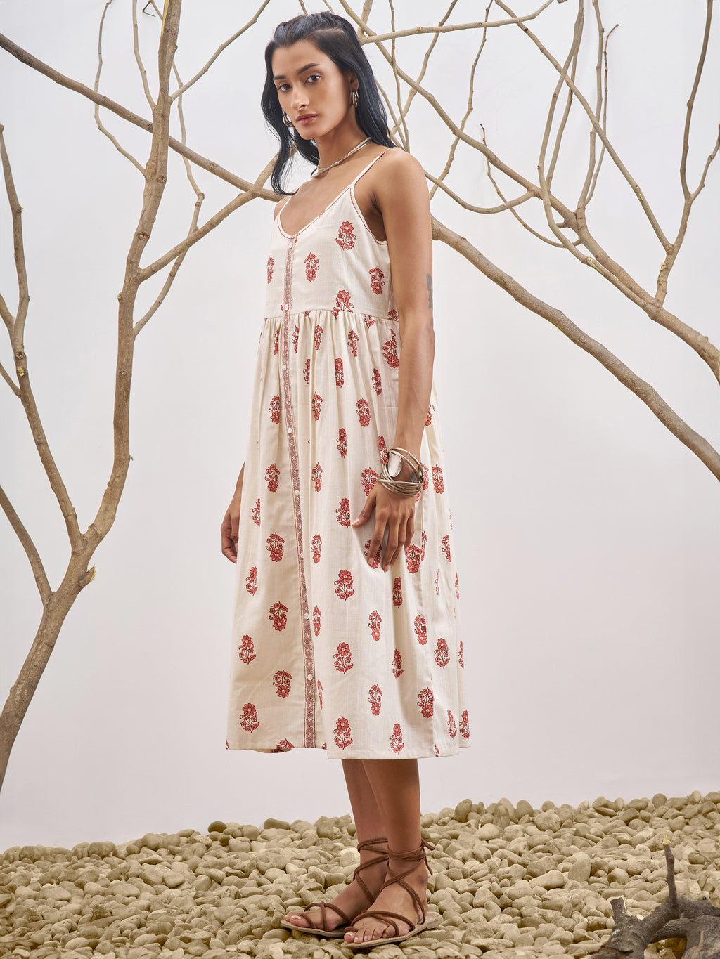 Vara By Vishudh Women Off White Printed Fit and Flare Dress - Off White - Image 2