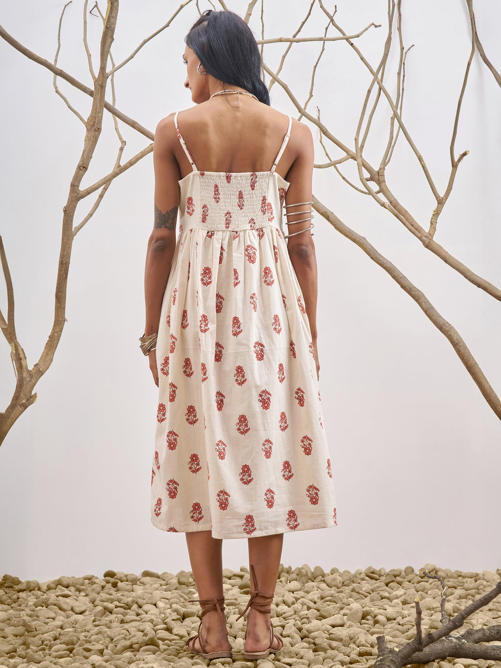 Vara By Vishudh Women Off White Printed Fit and Flare Dress - Off White - Image 3