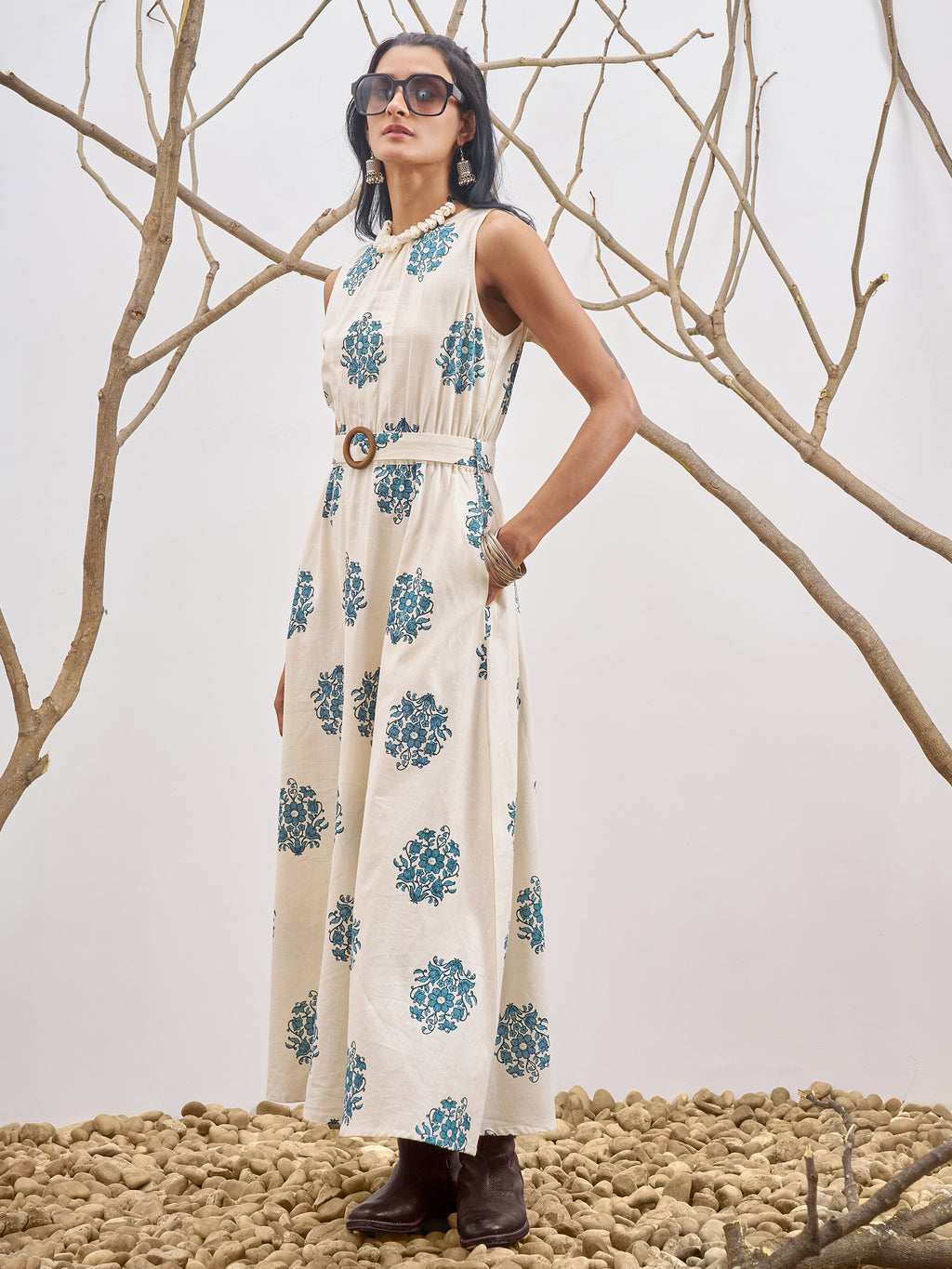 Vara By Vishudh Women Off White Printed A-Line Dress - Off White - Image 2
