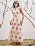 Vara By Vishudh Women Off White Printed A-Line Dress - Off White - Image 1