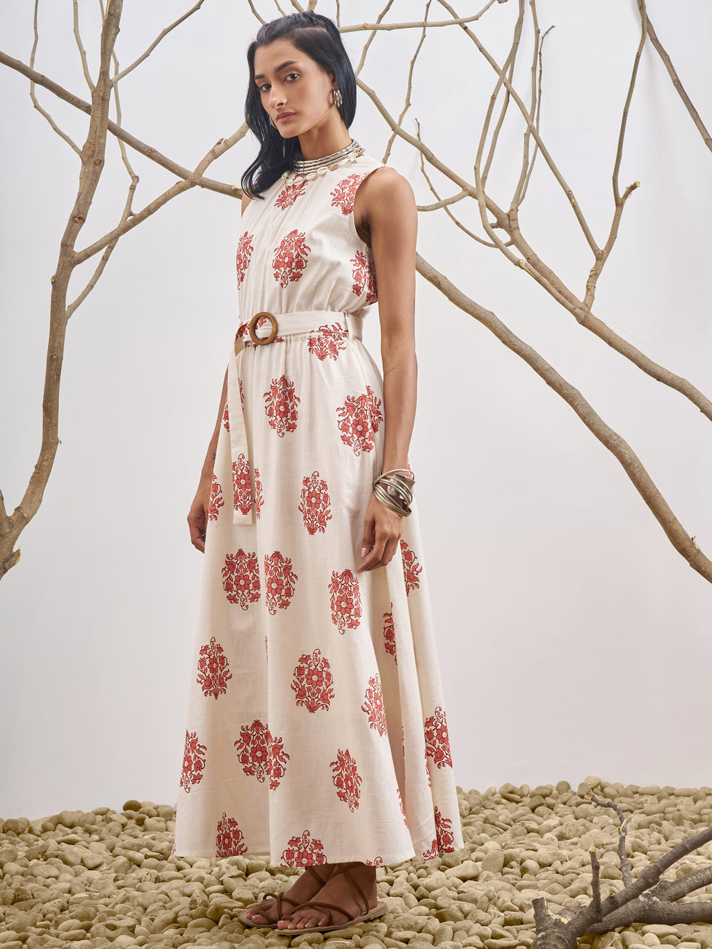 Vara By Vishudh Women Off White Printed A-Line Dress - Off White - Image 2