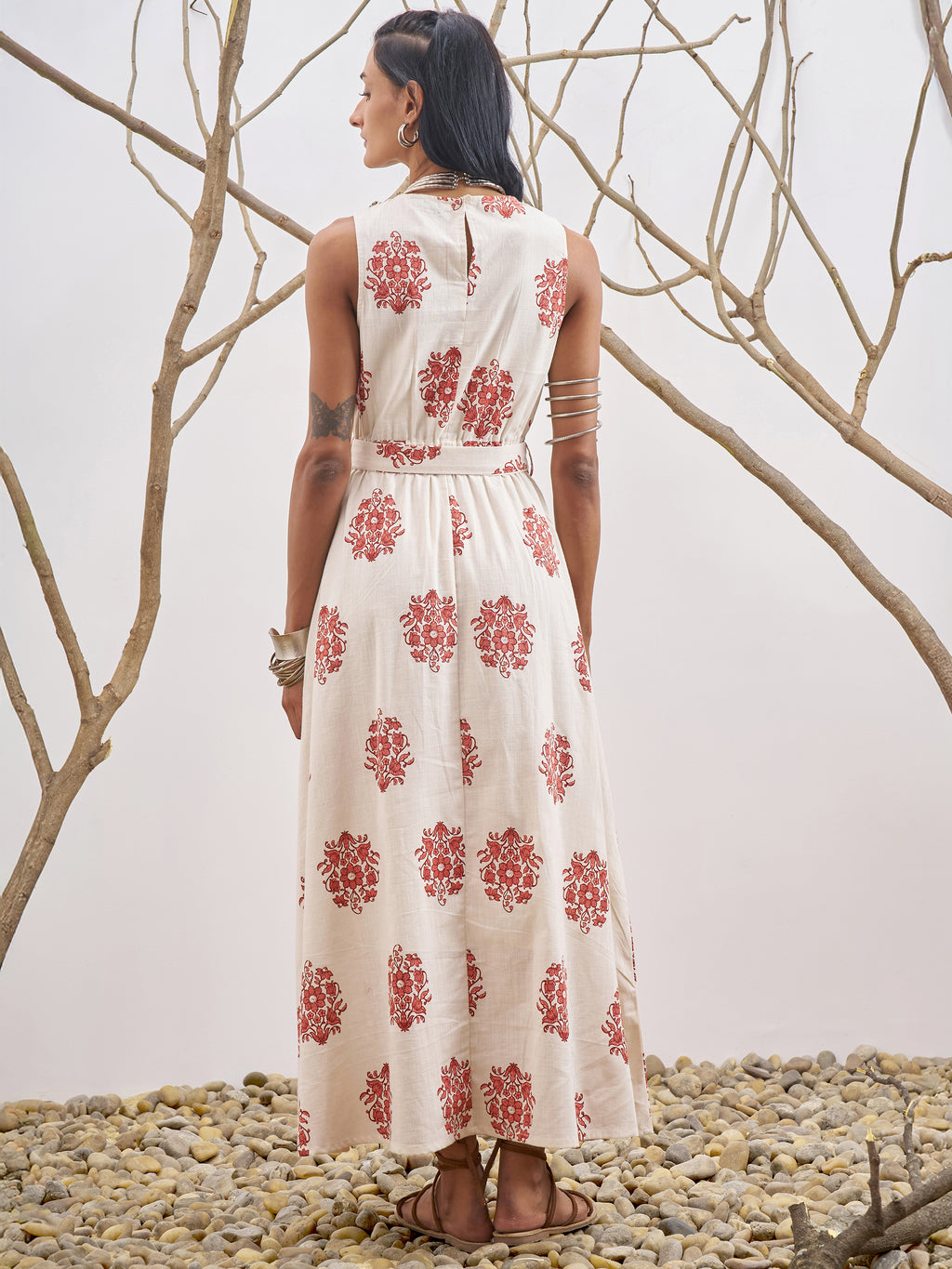 Vara By Vishudh Women Off White Printed A-Line Dress - Off White - Image 3
