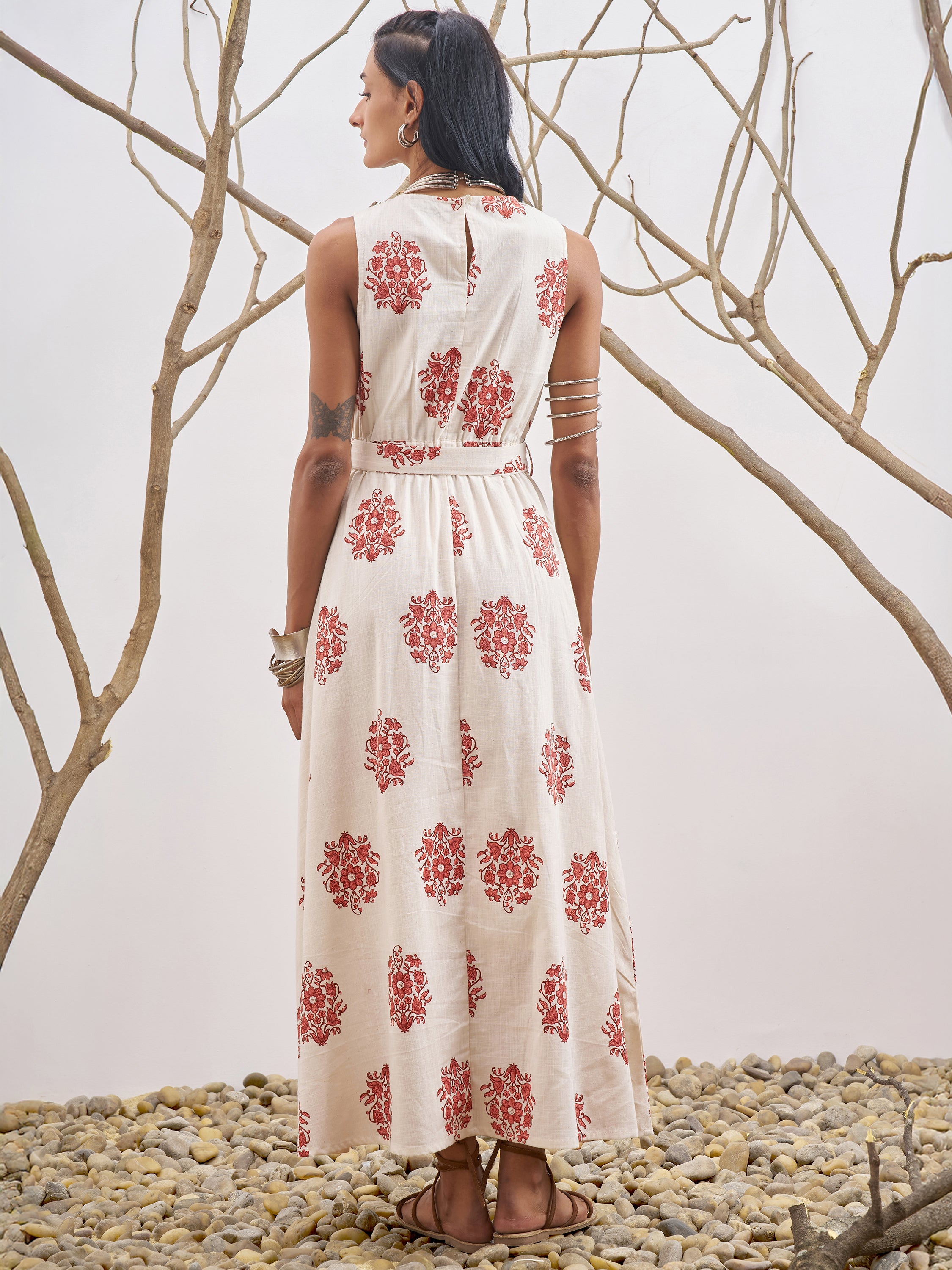 Vara By Vishudh Women Off White Printed A-Line Dress - Off White - Image 3