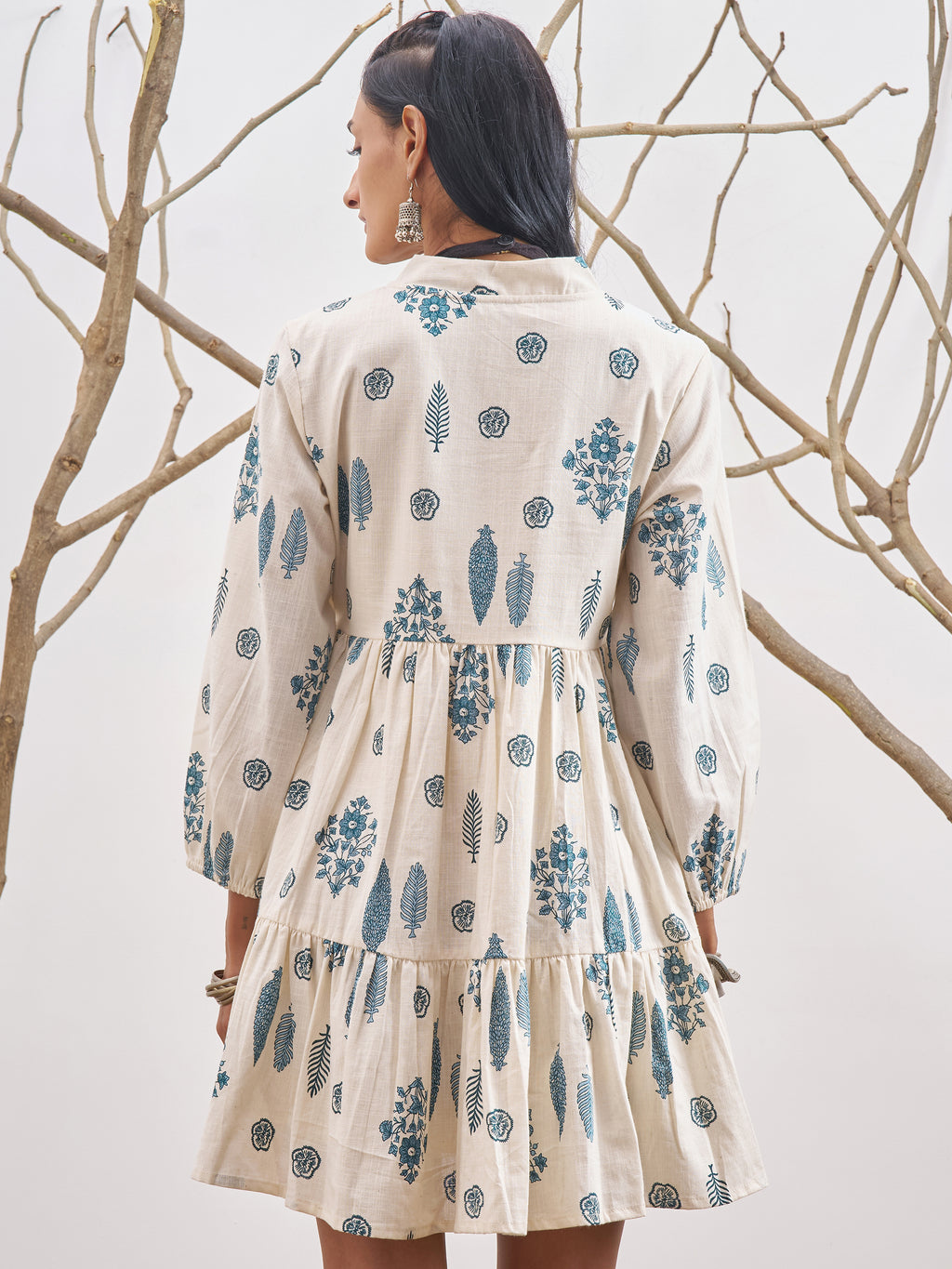 Vara By Vishudh Women Off White Printed Fit and Flare Dress - Off White - Image 3