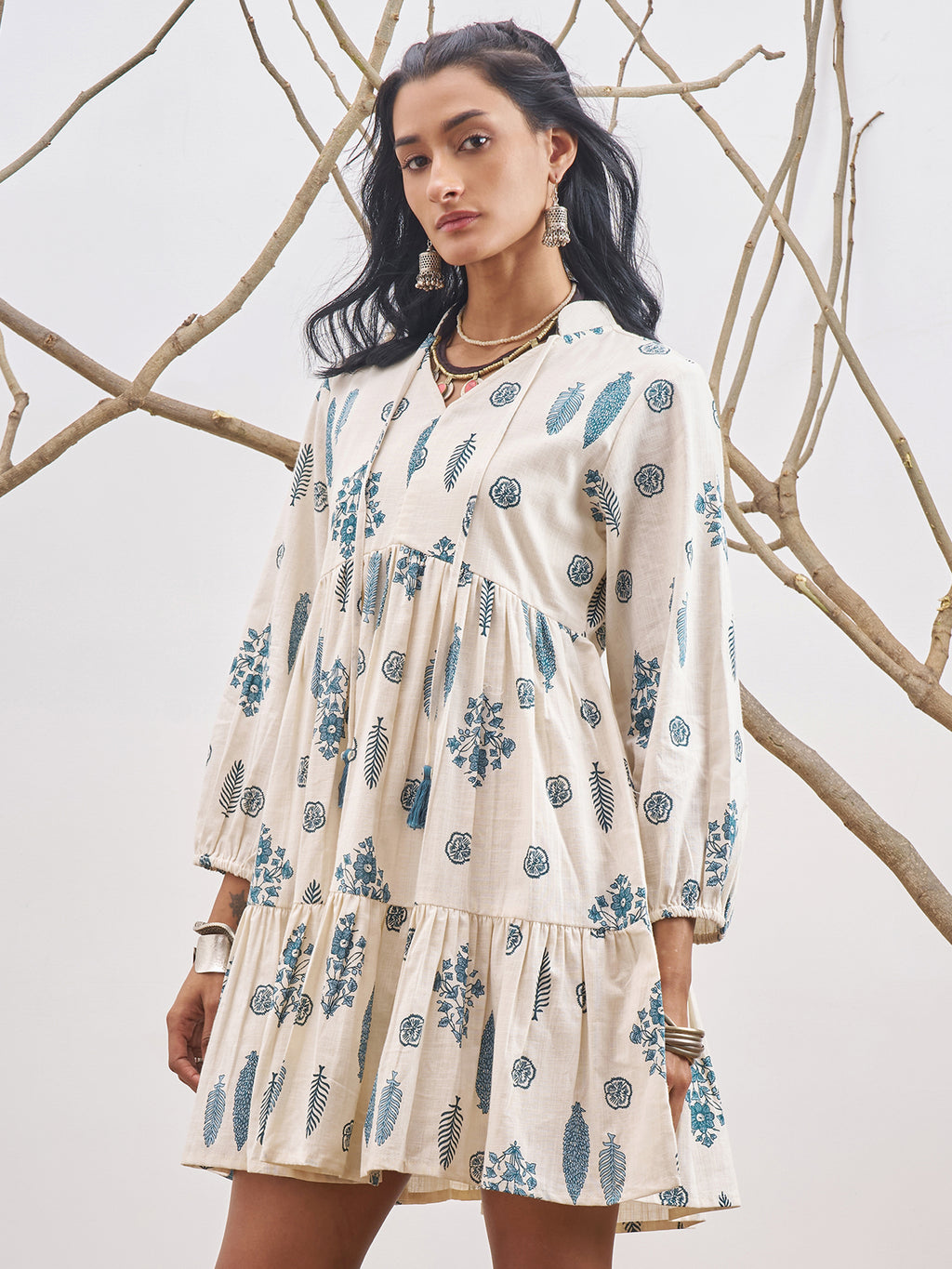 Vara By Vishudh Women Off White Printed Fit and Flare Dress - Off White - Image 4