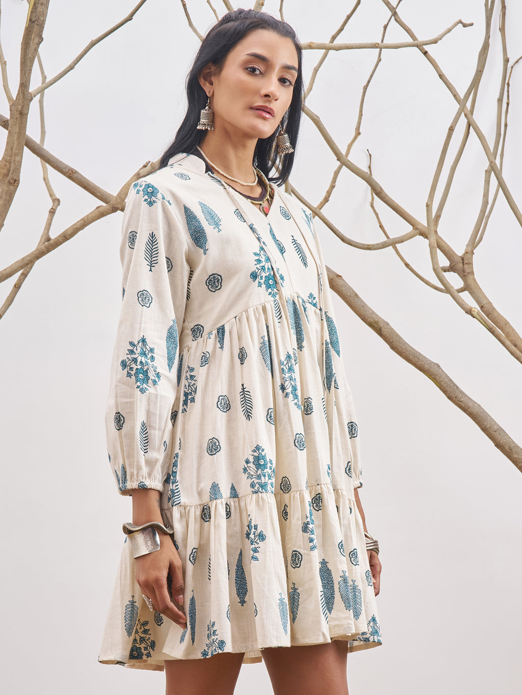 Vara By Vishudh Women Off White Printed Fit and Flare Dress - Off White - Image 6
