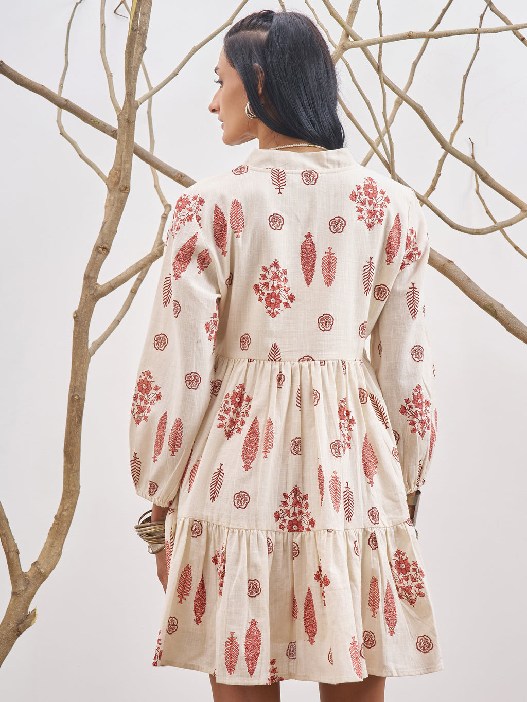 Vara By Vishudh Women Off White Printed Fit and Flare Dress - Off White - Image 3