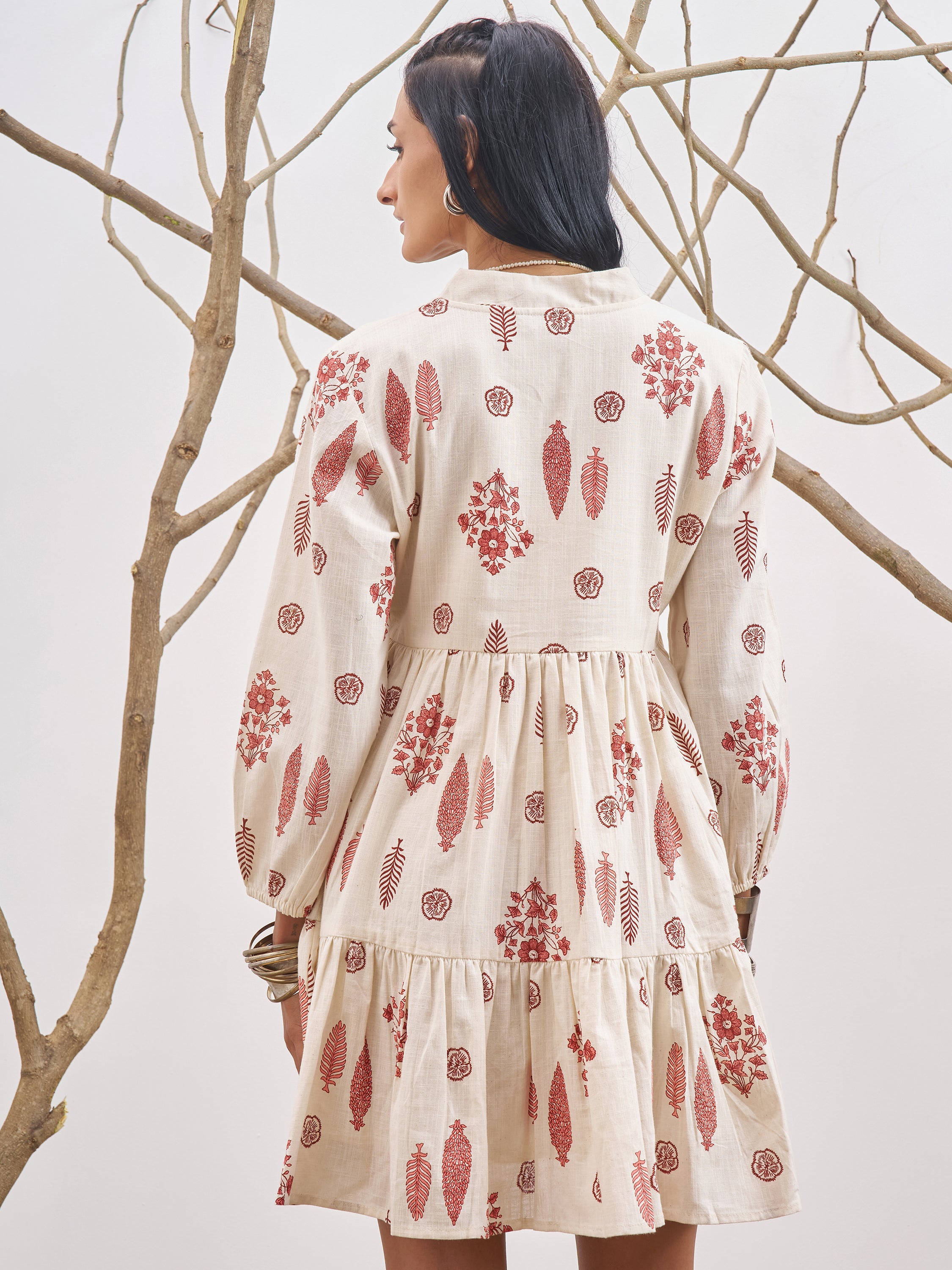 Vara By Vishudh Women Off White Printed Fit and Flare Dress - Off White - Image 3