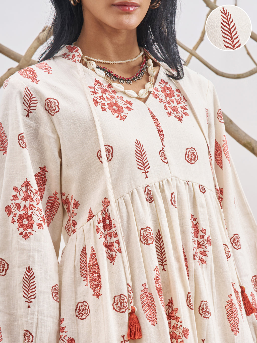 Vara By Vishudh Women Off White Printed Fit and Flare Dress - Off White - Image 5