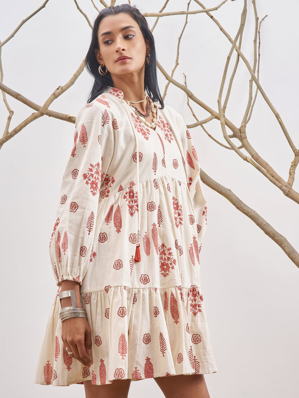 Vara By Vishudh Women Off White Printed Fit and Flare Dress - Off White - Image 6