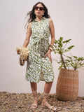 Vara By Vishudh Women Green Printed Sheath Dress - Green - Image 1