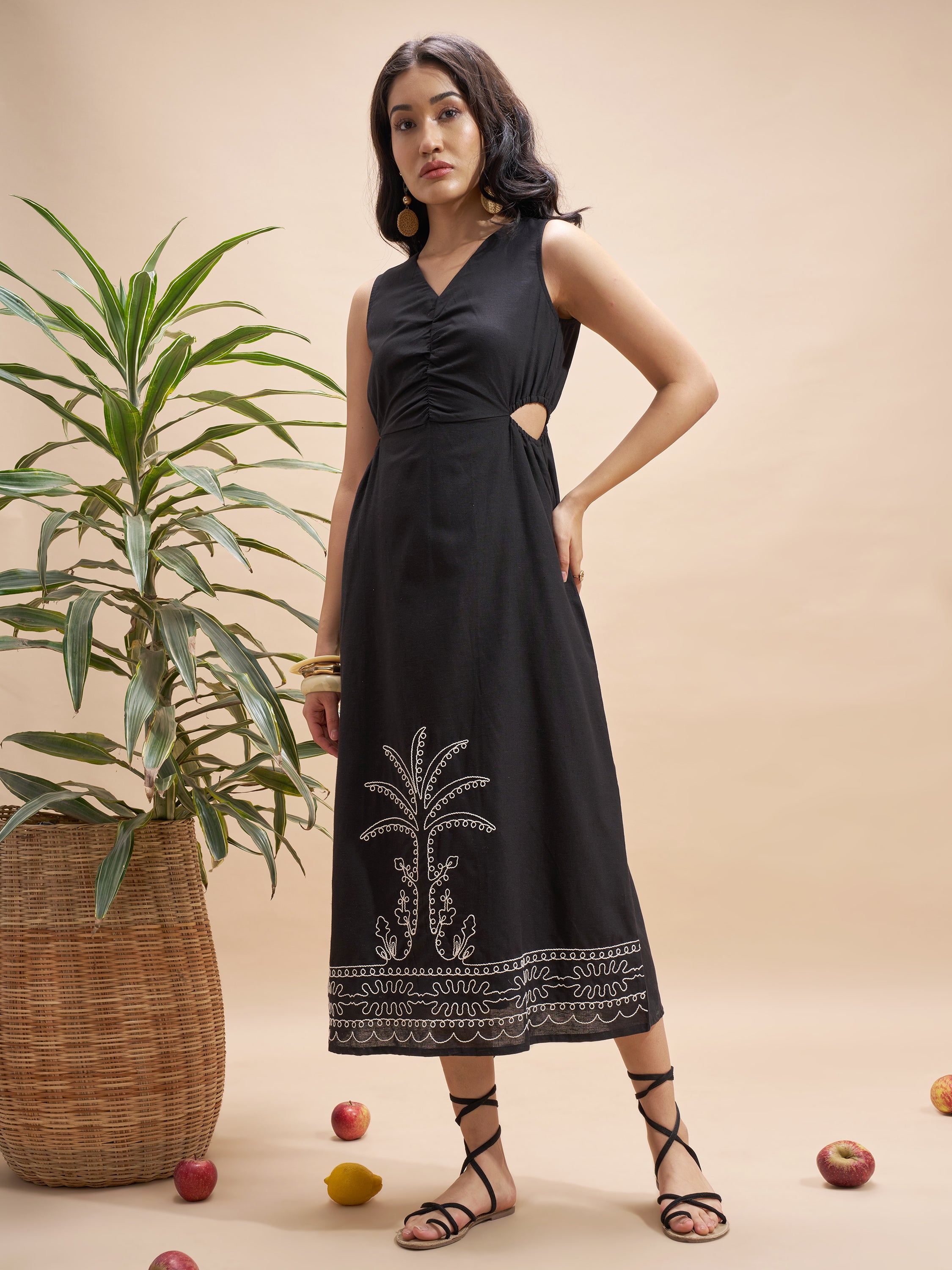 Vara By Vishudh Women Black Embroidered Maxi Dress - Black - Image 2