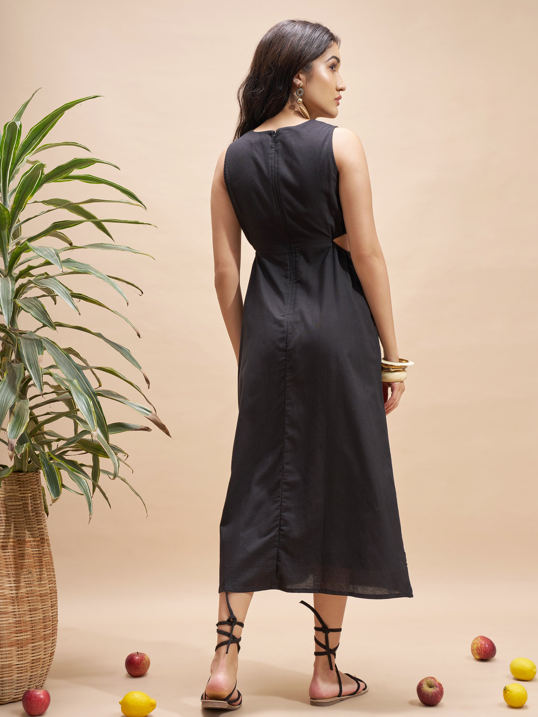 Vara By Vishudh Women Black Embroidered Maxi Dress - Black - Image 3