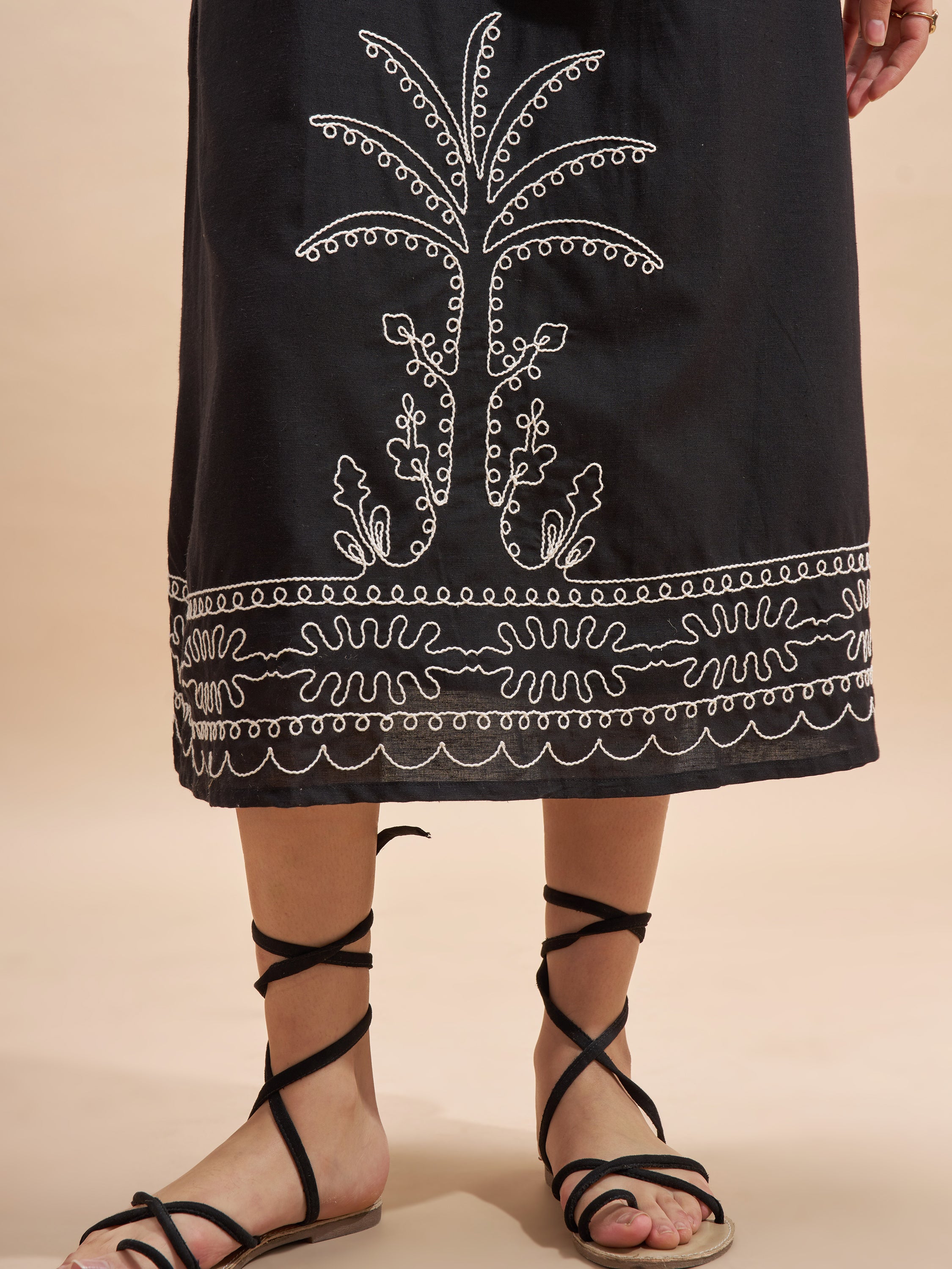 Vara By Vishudh Women Black Embroidered Maxi Dress - Black - Image 6