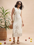Vara By Vishudh Women Cream Embroidered Maxi Dress - Cream - Image 1