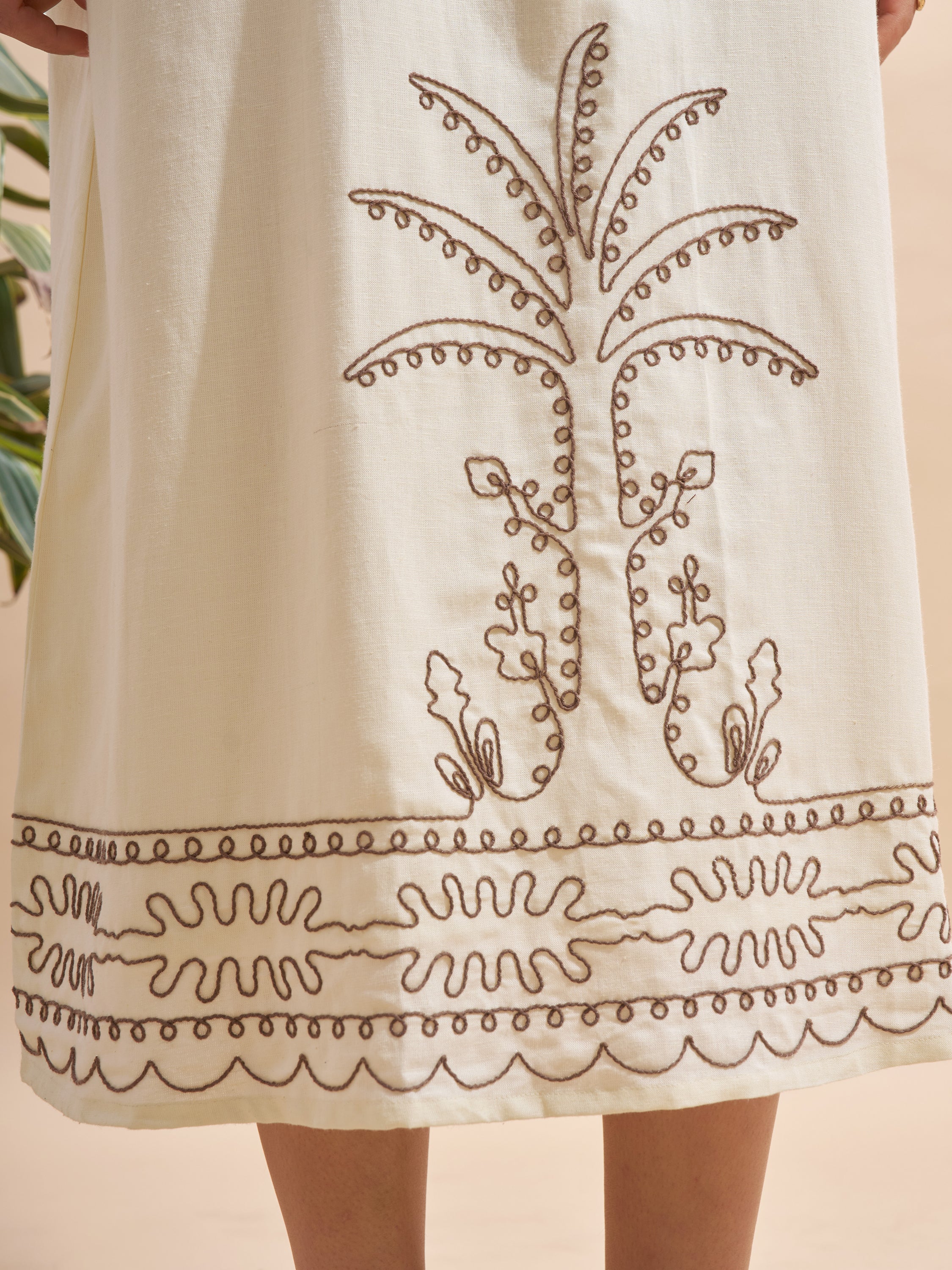 Vara By Vishudh Women Cream Embroidered Maxi Dress - Cream - Image 6