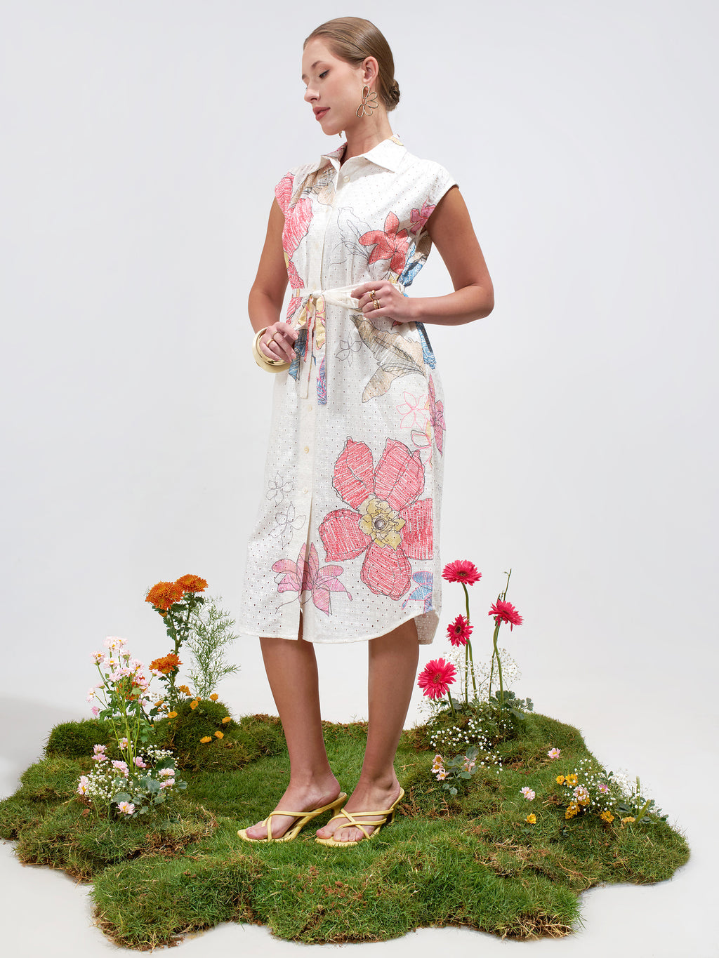Vara By Vishudh Women Off White Printed ShirtDress - Off White - Image 2
