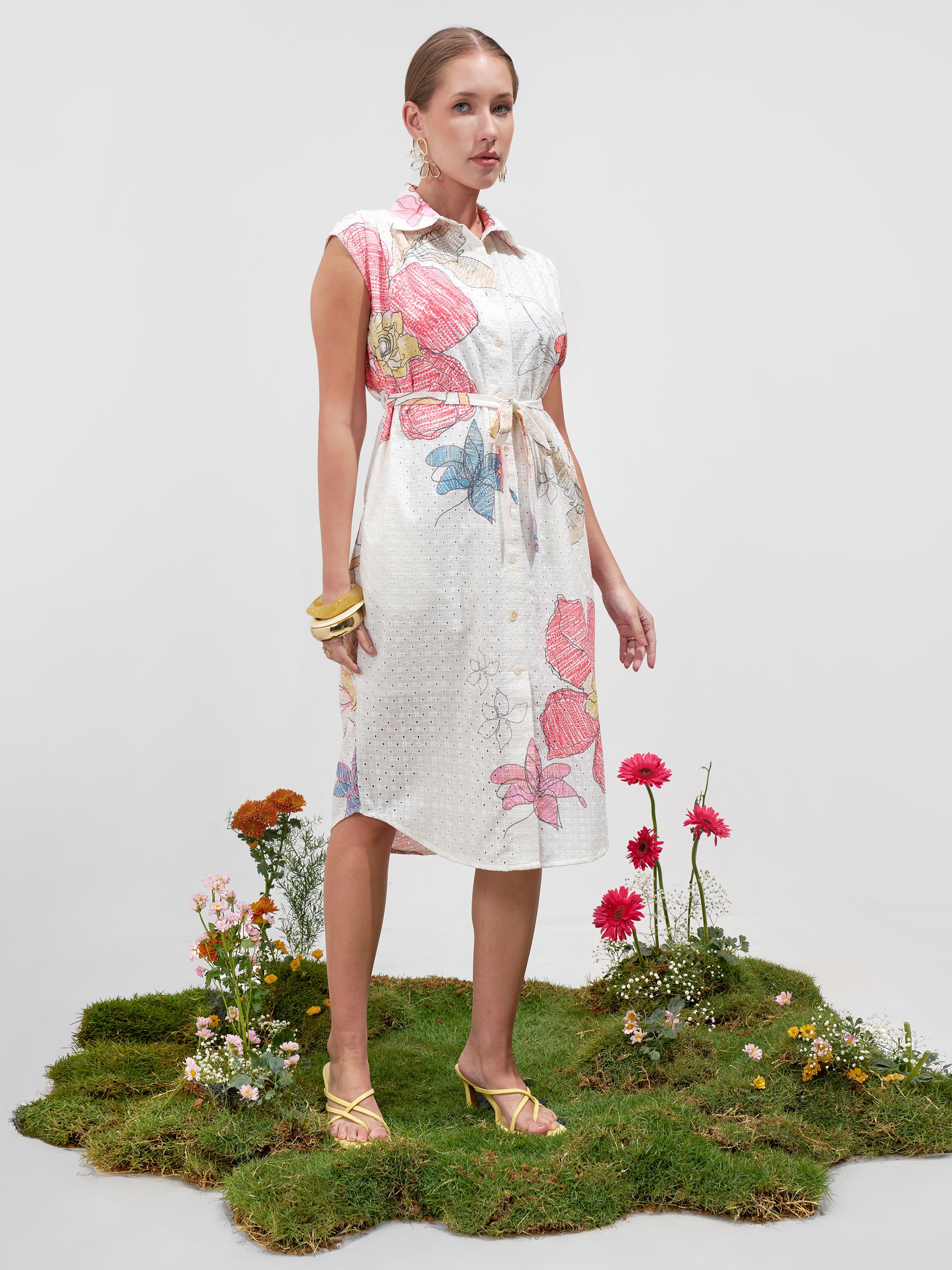 Vara By Vishudh Women Off White Printed ShirtDress - Off White - Image 4