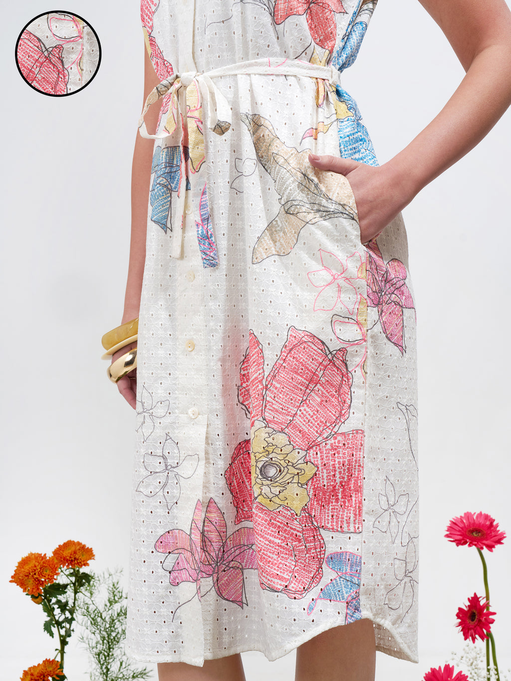 Vara By Vishudh Women Off White Printed ShirtDress - Off White - Image 5