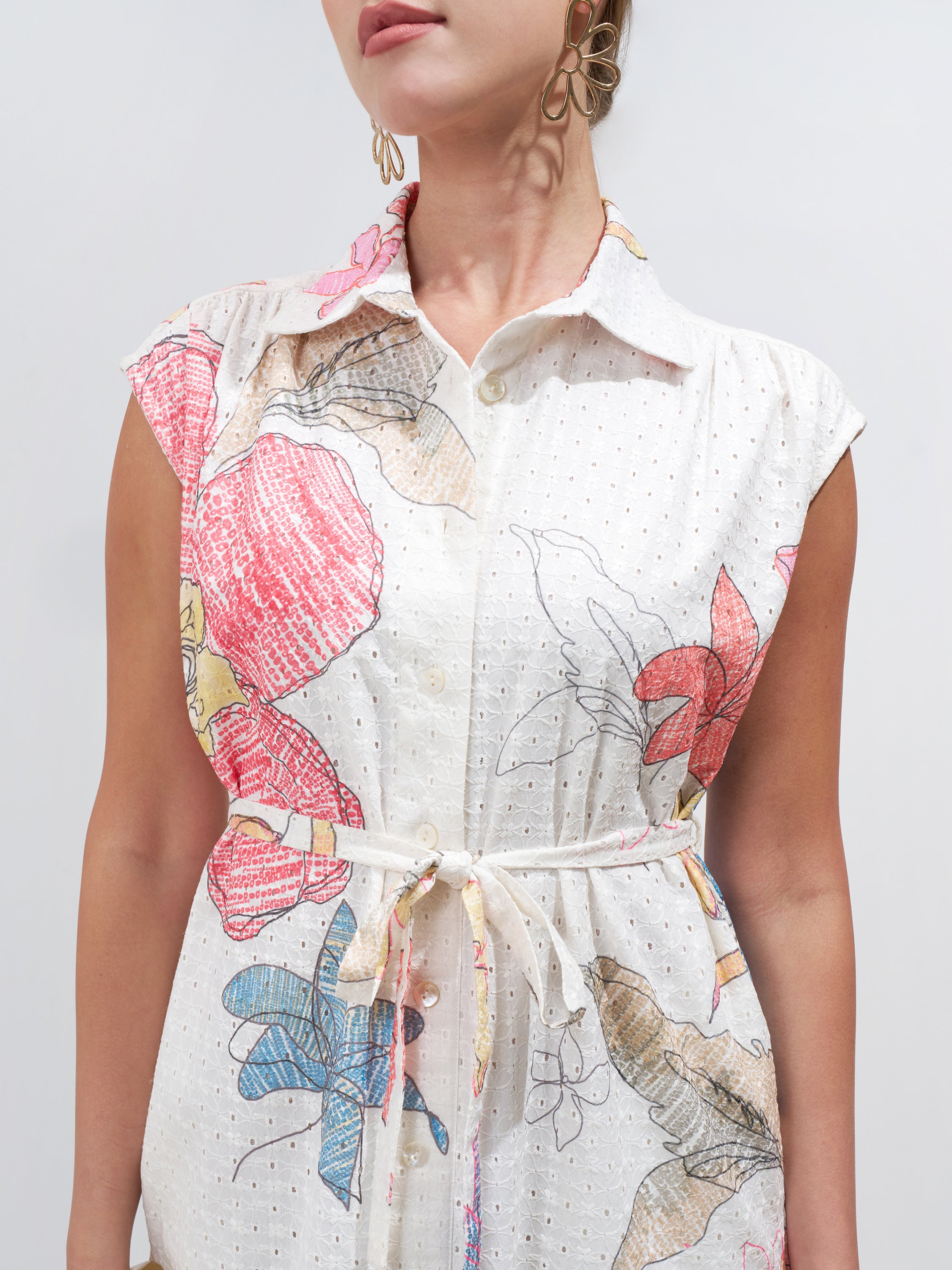 Vara By Vishudh Women Off White Printed ShirtDress - Off White - Image 6