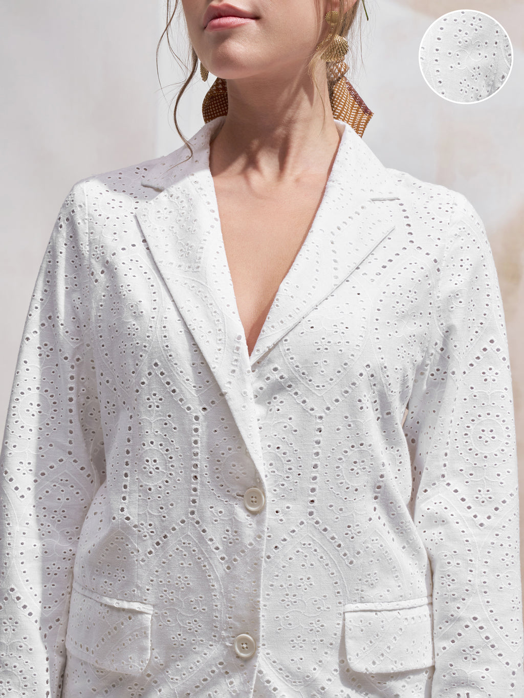 Vara By Vishudh Women White Open Front Blazer - White - Image 5