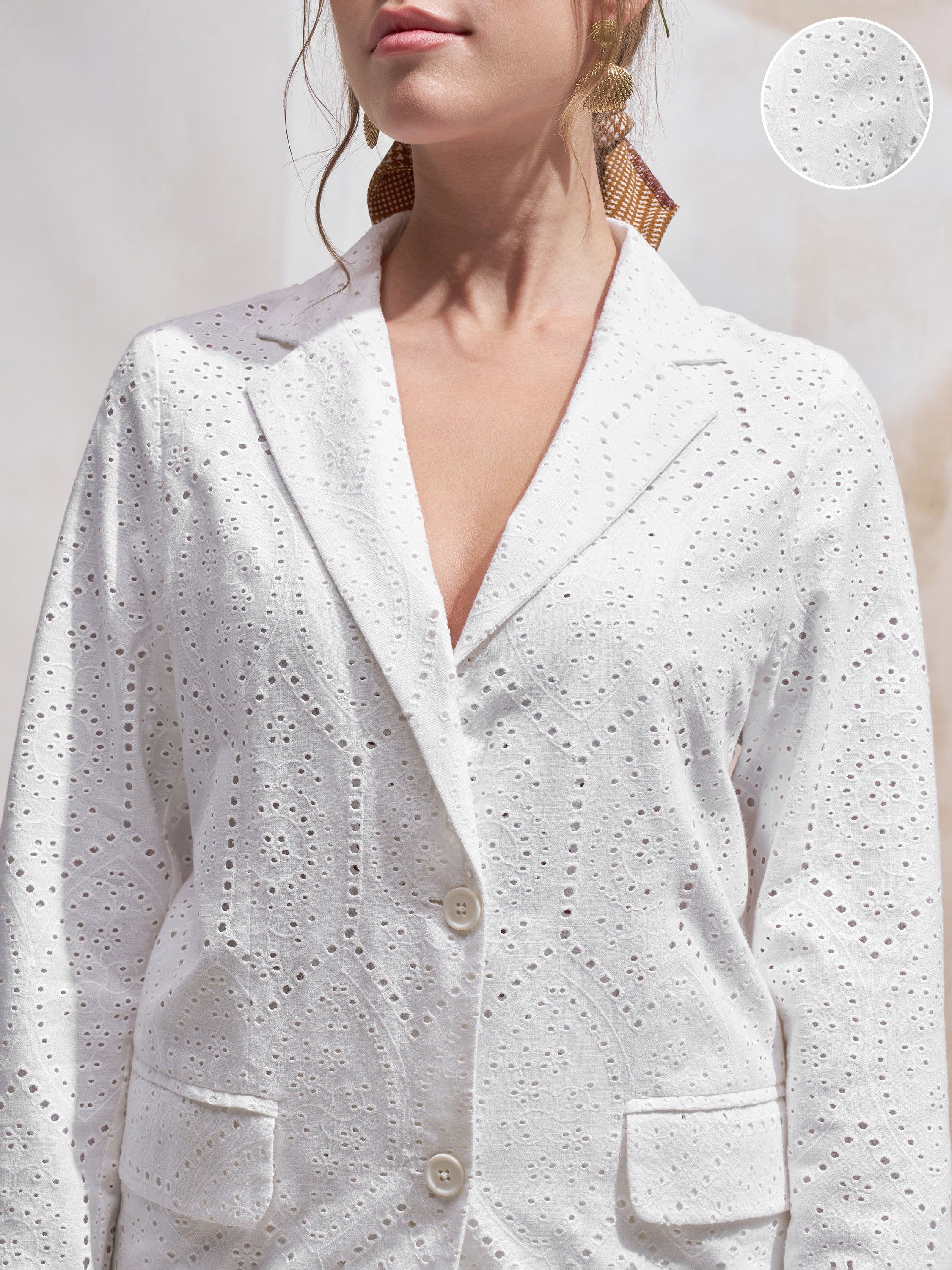 Vara By Vishudh Women White Open Front Blazer - White - Image 5