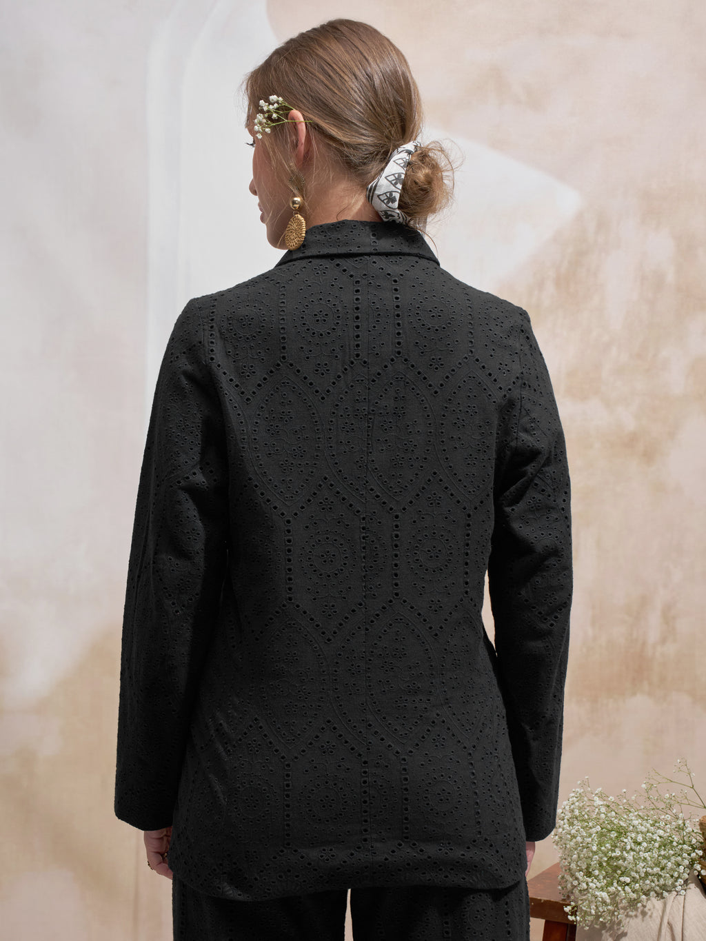 Vara By Vishudh Women Black Open Front Blazer - Black - Image 3