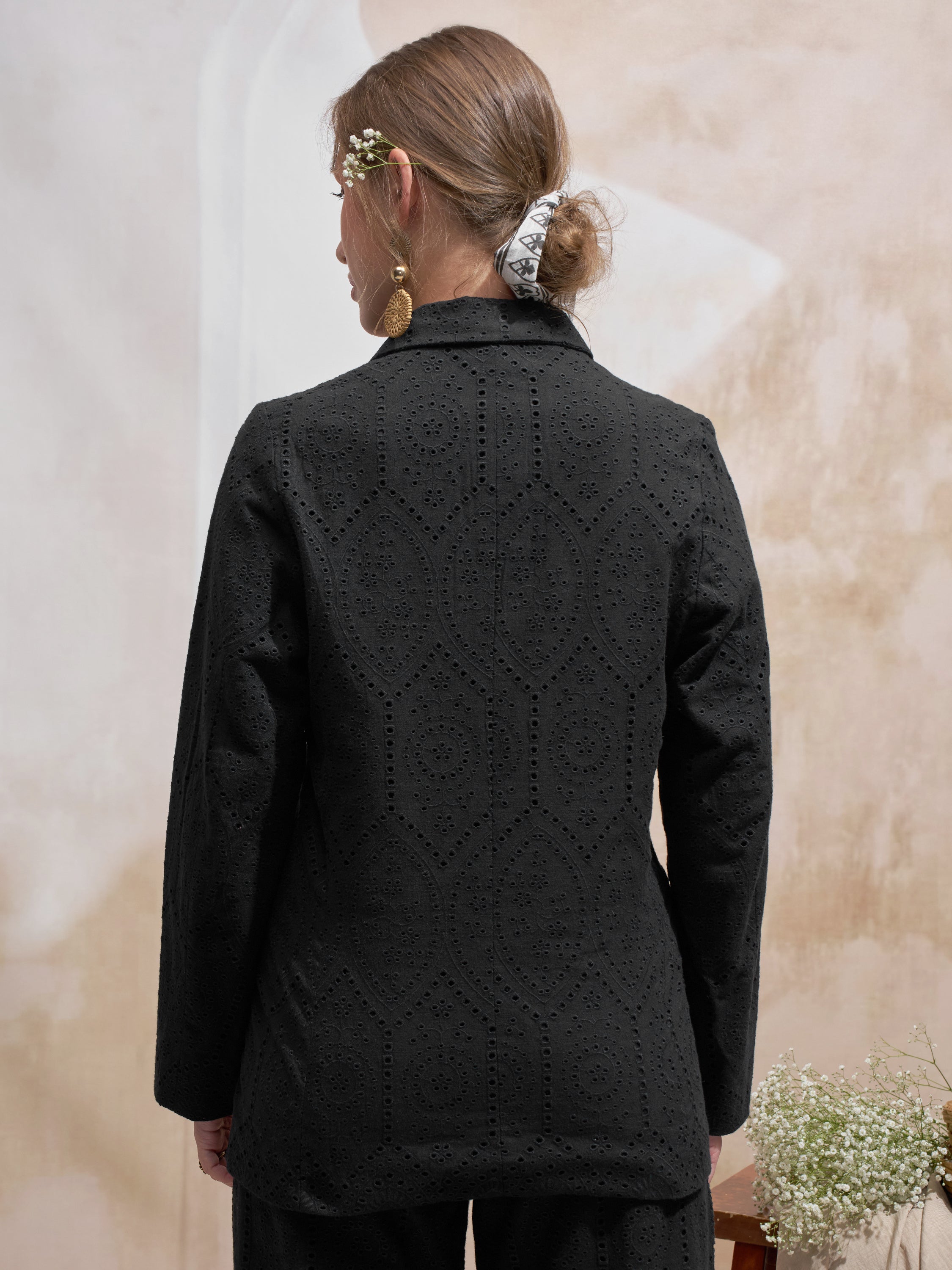 Vara By Vishudh Women Black Open Front Blazer - Black - Image 3