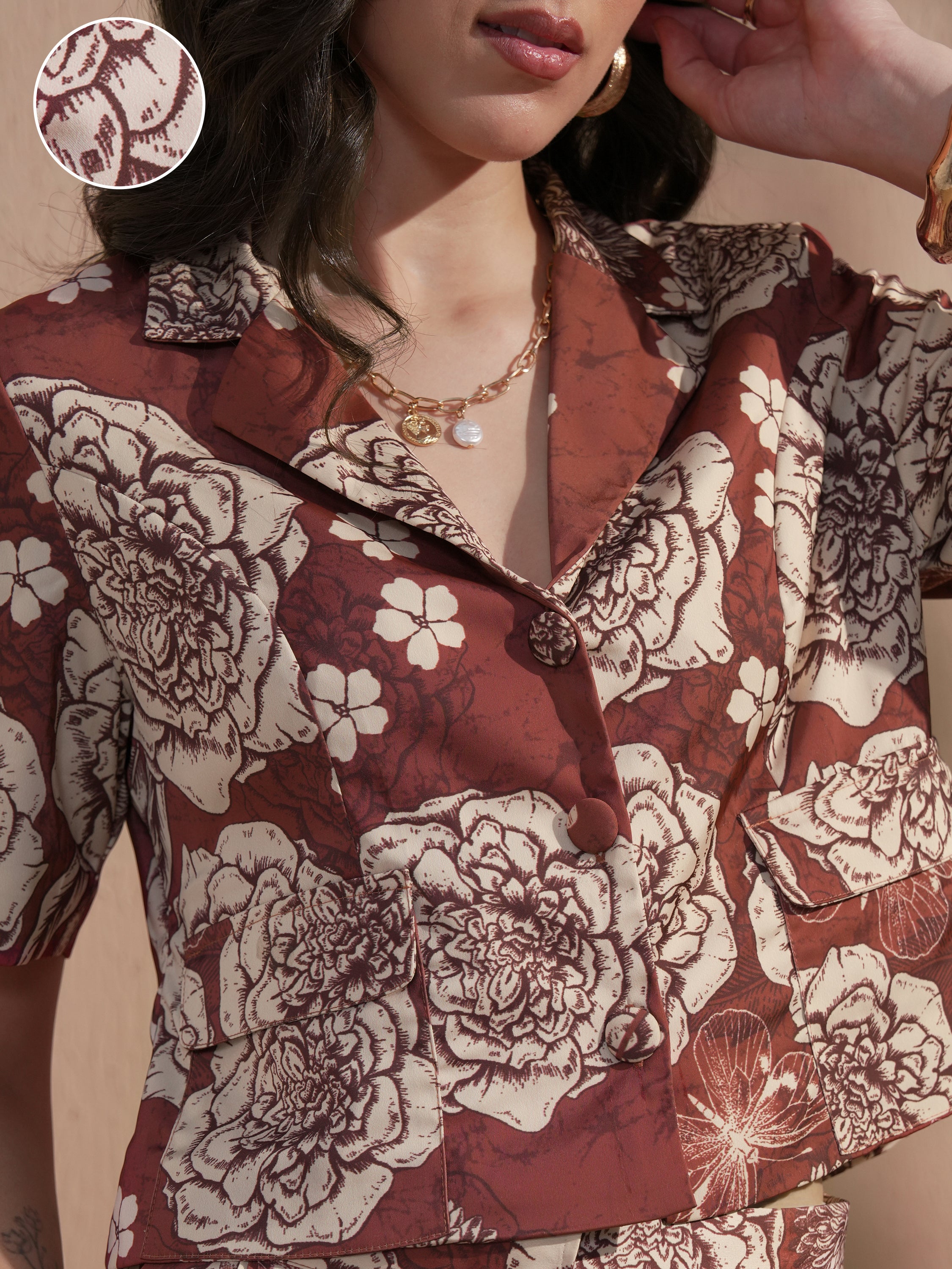 Vara By Vishudh Women Brown Top With Trouser - Brown - Image 5