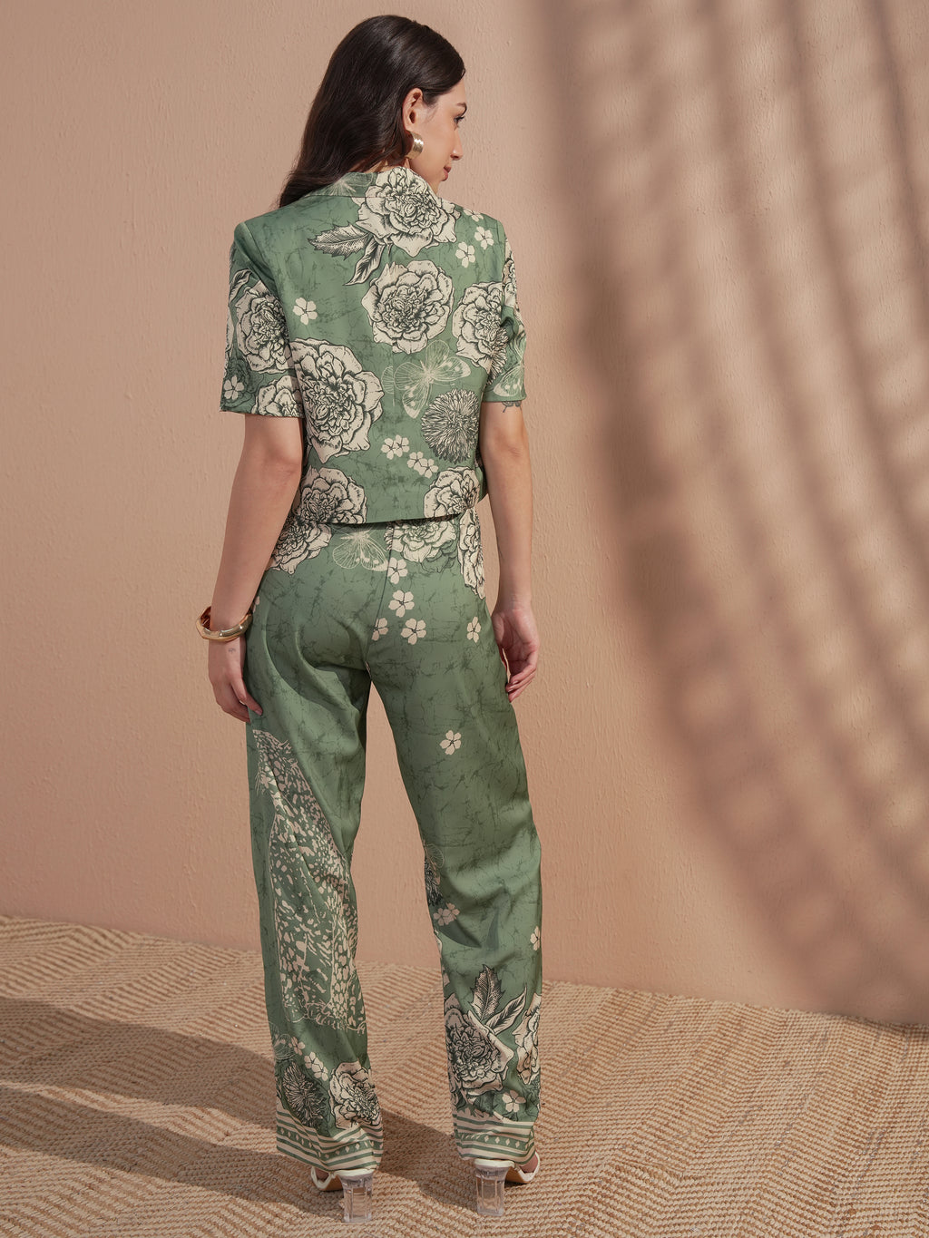Vara By Vishudh Women Green Top With Trouser - Green - Image 3