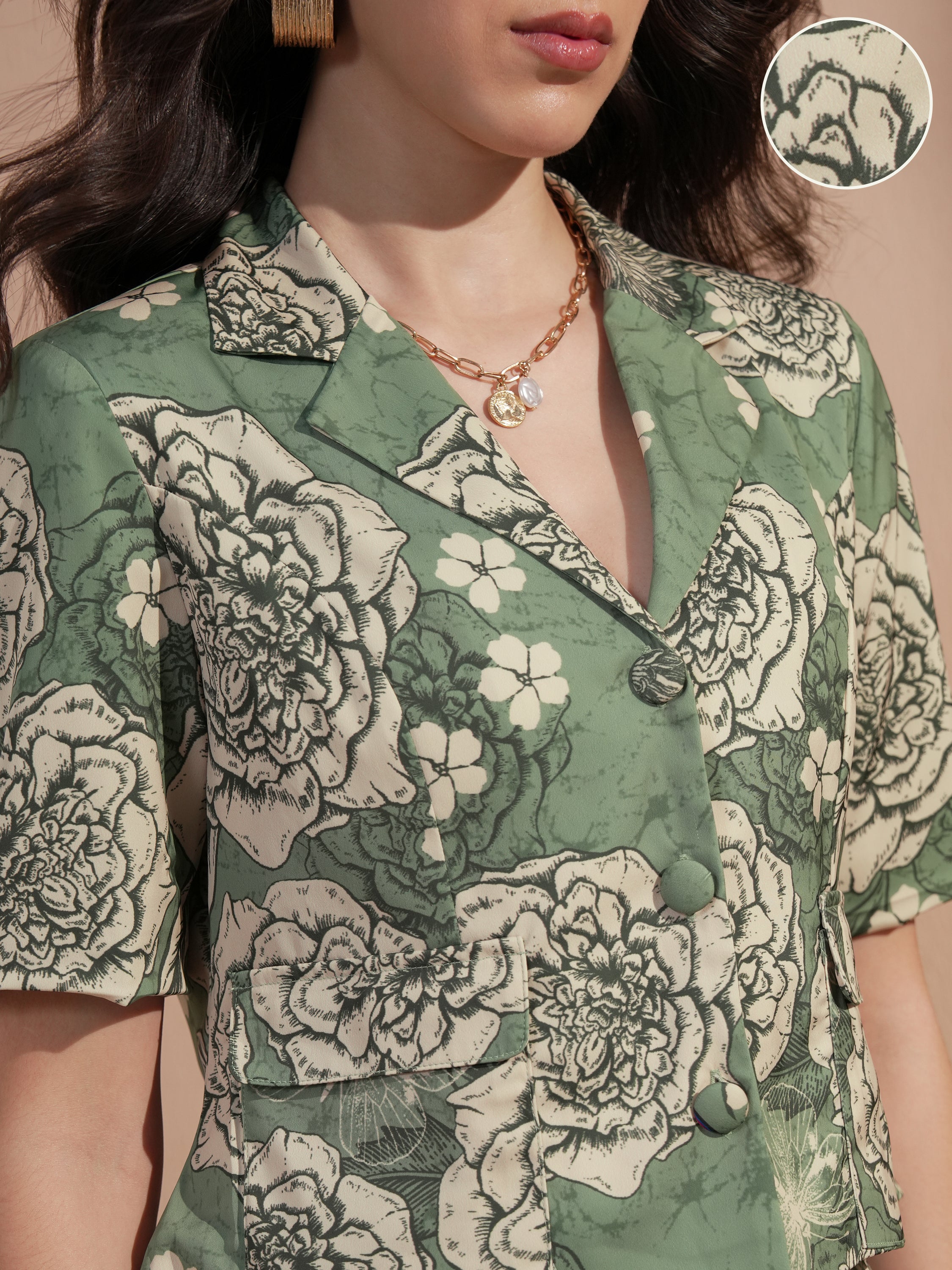 Vara By Vishudh Women Green Top With Trouser - Green - Image 5