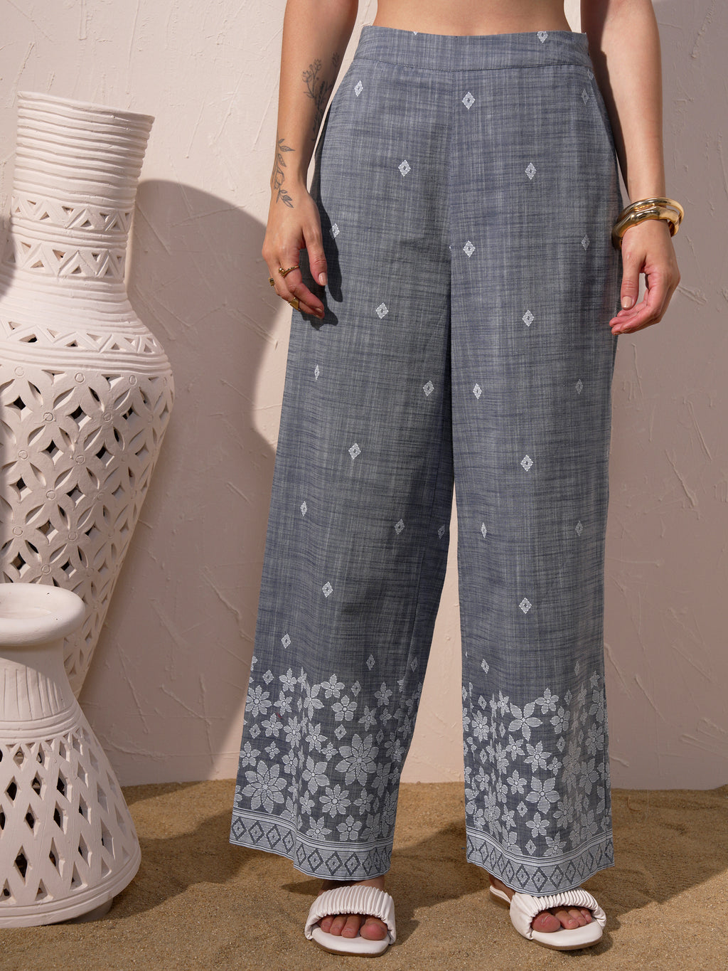 Vara By Vishudh Women Blue Top With Trouser - Blue - Image 8