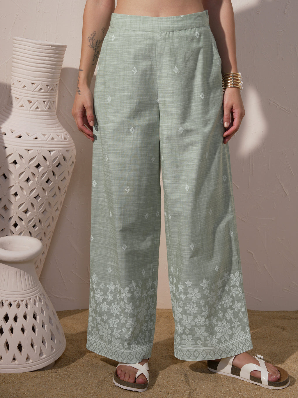 Vara By Vishudh Women Green Top With Trouser - Green - Image 8