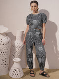 Vara By Vishudh Women Black Top With Joggers - Black - Image 1